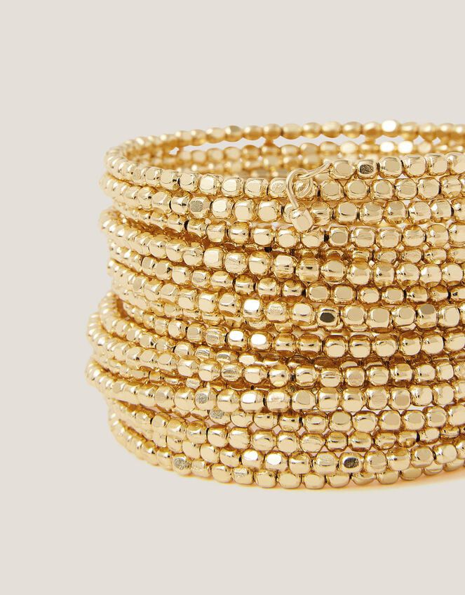 Gold Beaded Wrap Cuff Bracelet