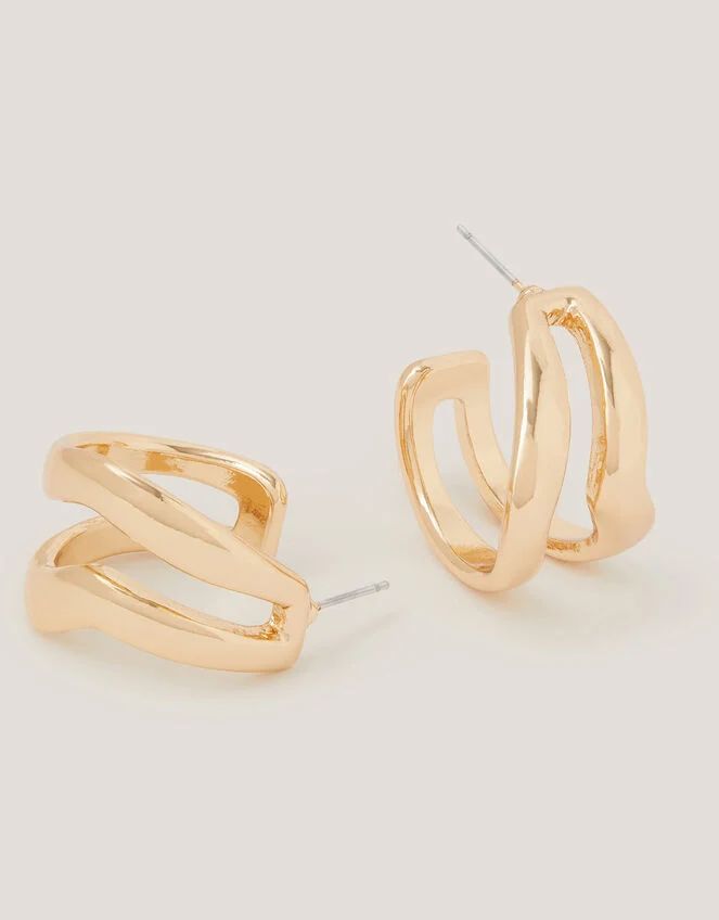 Gold Sculptural Cut-Out Hoop Earrings
