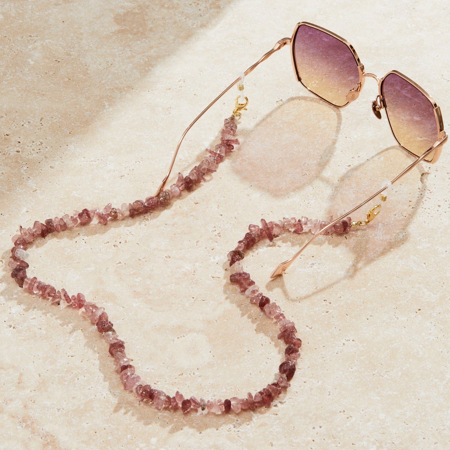 Eyeglass Chain with Pink Stones