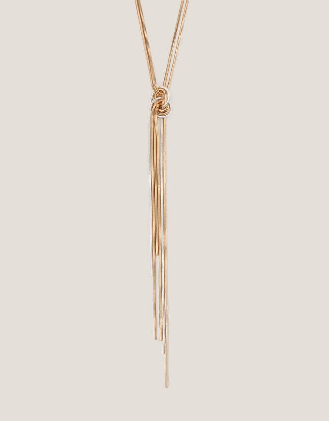 Dual-Tone Knotted Tassel Necklace
