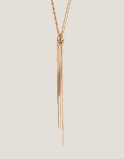 Dual-Tone Knotted Tassel Necklace