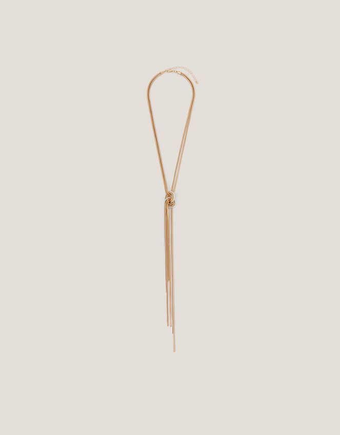 Dual-Tone Knotted Tassel Necklace