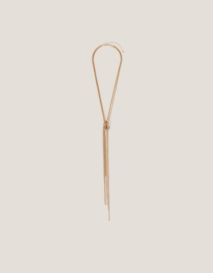 Dual-Tone Knotted Tassel Necklace
