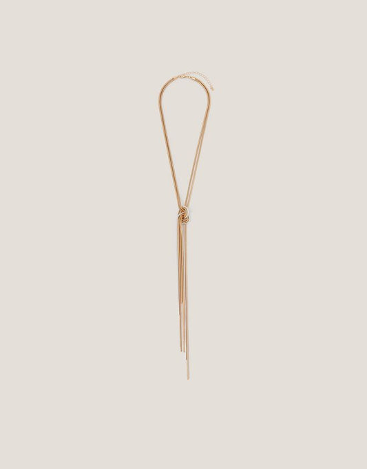 Dual-Tone Knotted Tassel Necklace