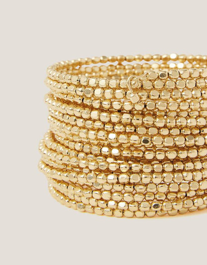Gold Beaded Wrap Cuff Bracelet