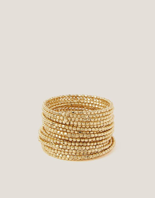Gold Beaded Wrap Cuff Bracelet