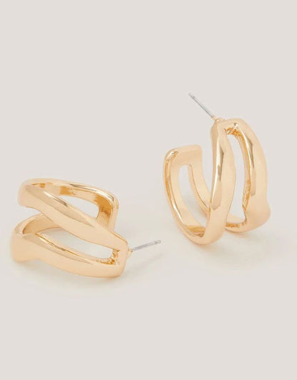 Gold Sculptural Cut-Out Hoop Earrings