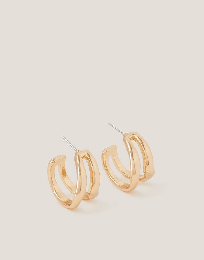 Gold Sculptural Cut-Out Hoop Earrings