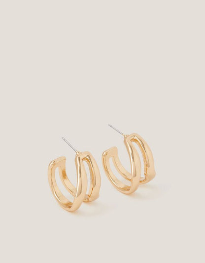 Gold Sculptural Cut-Out Hoop Earrings