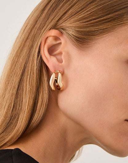 Gold Sculptural Cut-Out Hoop Earrings